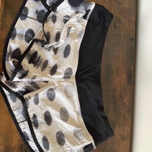 Lululemon Athletica Black and White Athletic Shorts with Polka Dot Design